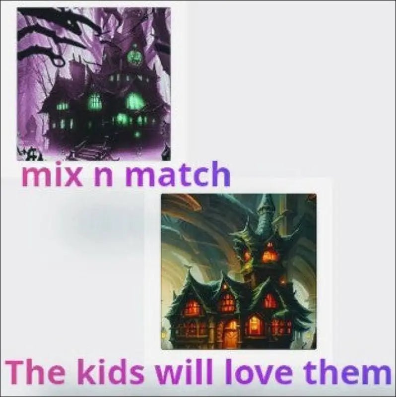 10 -Mix and match these Haunted Houses art prints.. All prints are small in size. The kids will love them. - Handmade