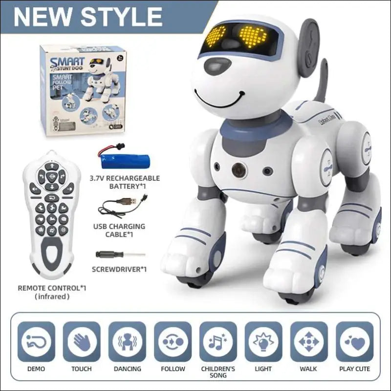 10 -Remote Controlled Stunt Dog. Voice Command Programmable - BG1533 BLUE - Remote Control Pet