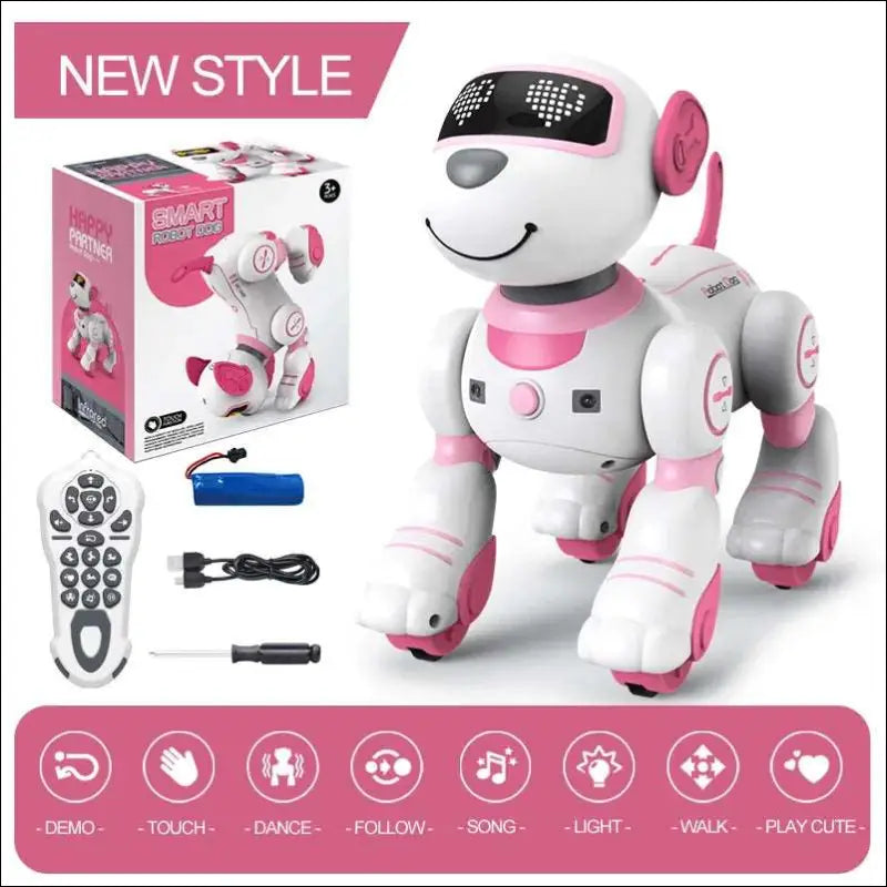 10 -Remote Controlled Stunt Dog. Voice Command Programmable - BG1533 PINK - Remote Control Pet