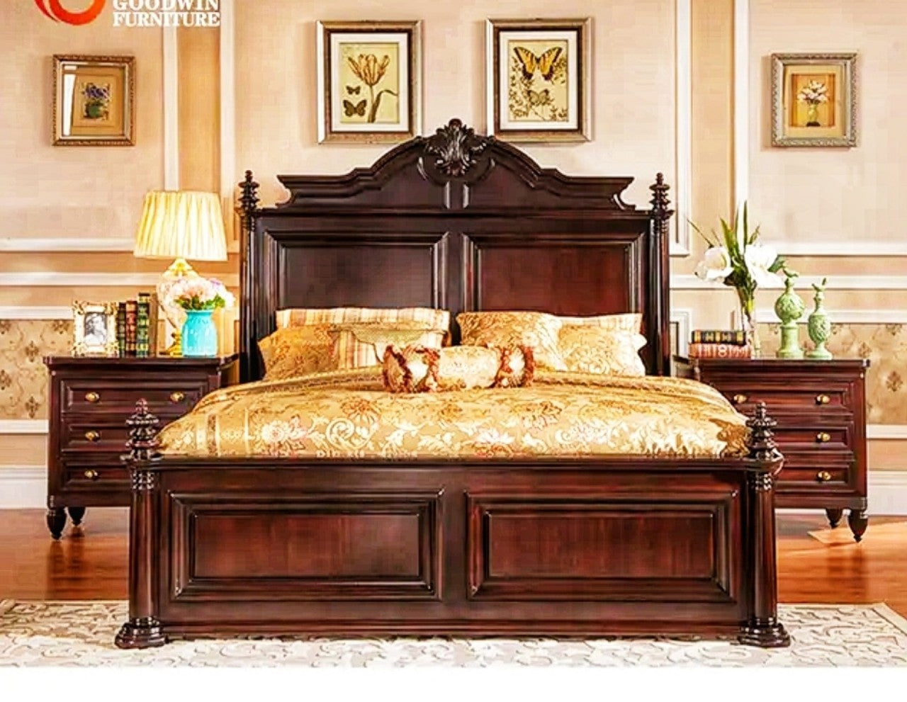 King sized solid birchwood bed