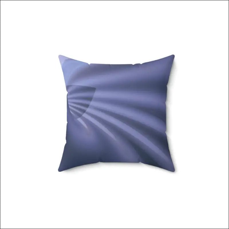 Square decorative pillow with radiating light beam design in blue-gray tones.