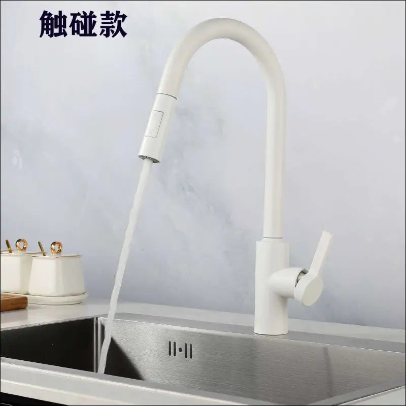 12 -Smart Touch Kitchen Faucet Stainless Steel Digital Display. Pull-out Universal - Handmade White Smart Hot And Cold