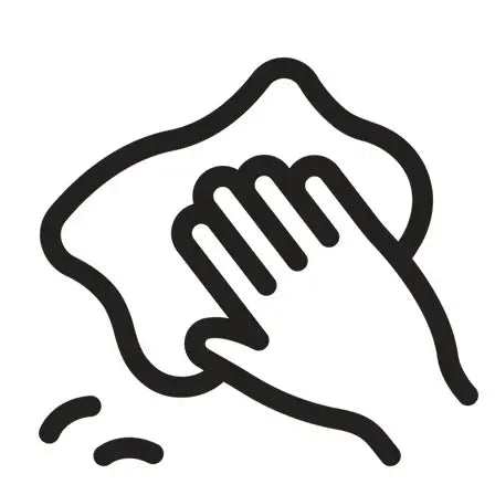 Simple black line drawing of a hand pointing at a Power Lift Chair with Adjustable Massage.