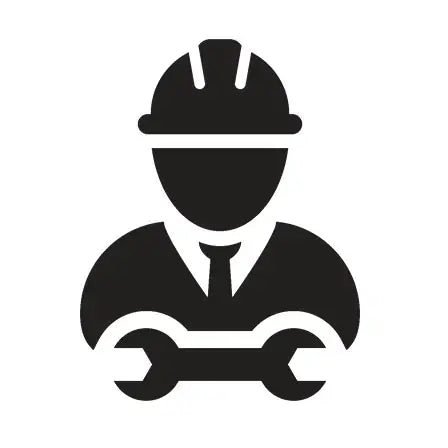 Construction worker icon with wrench beside Adjustable Massage Power Lift Chair.