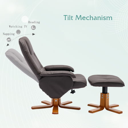 Recliner Chair with Ottoman from MacArthur’s Merch, featuring adjustable tilt mechanism.