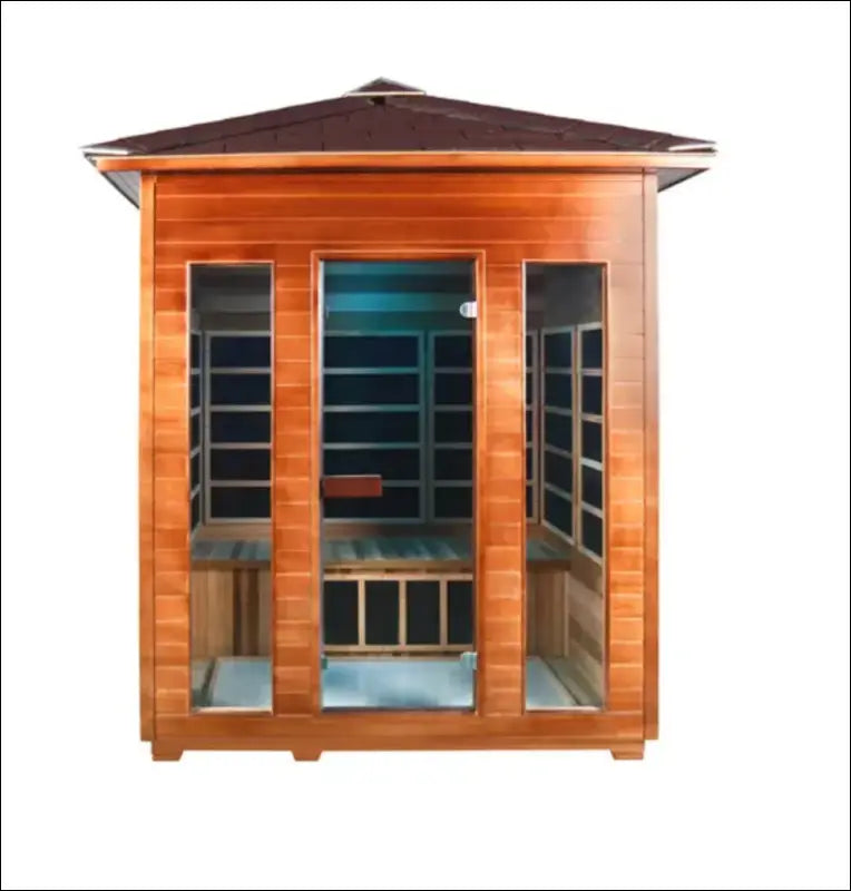 Outdoor hip roof sauna