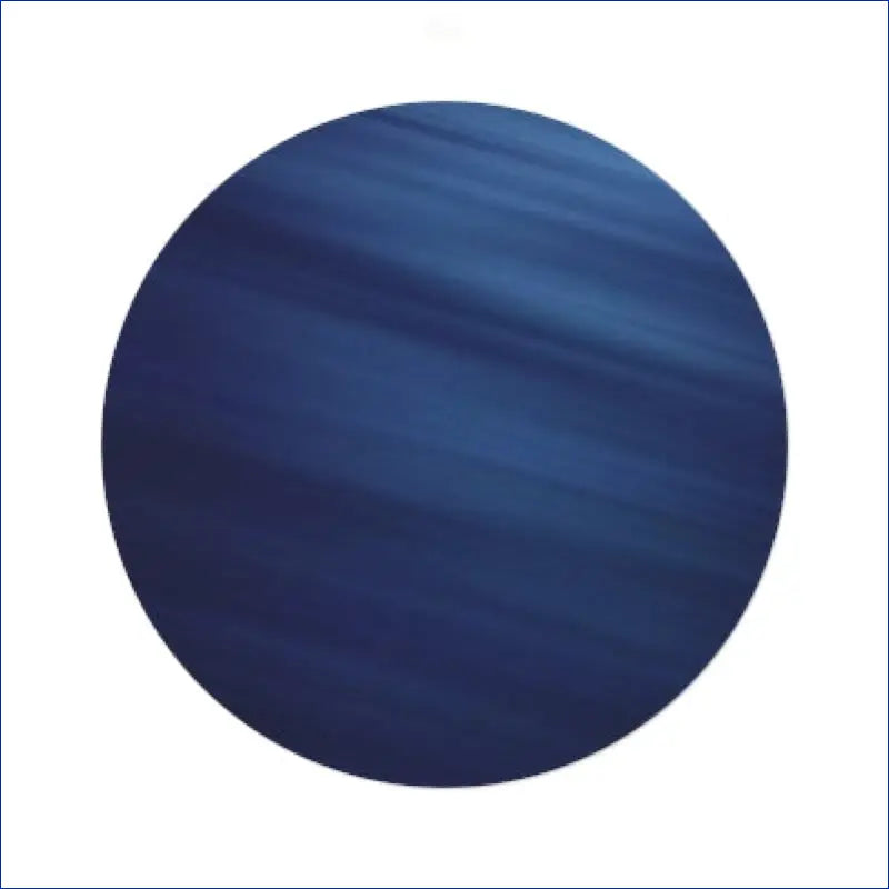 Circular blue sphere with subtle darker streaks across its surface.