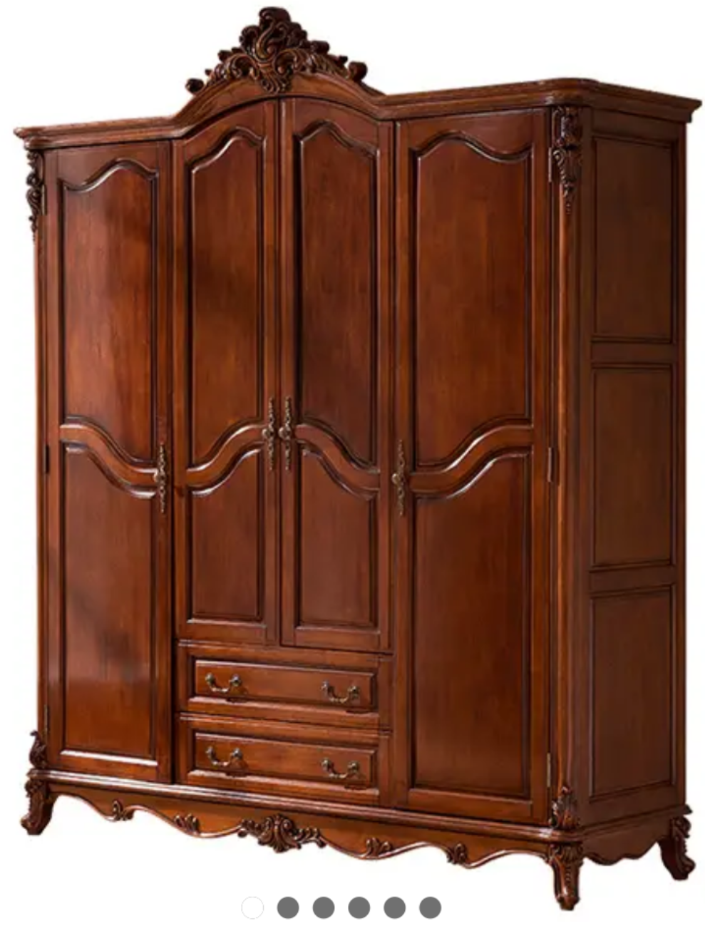 4 door 2 drawer American styled Armoire. Hand carved with 7 coats of Eco-friendly hand layered stain. - Handmade Ornate