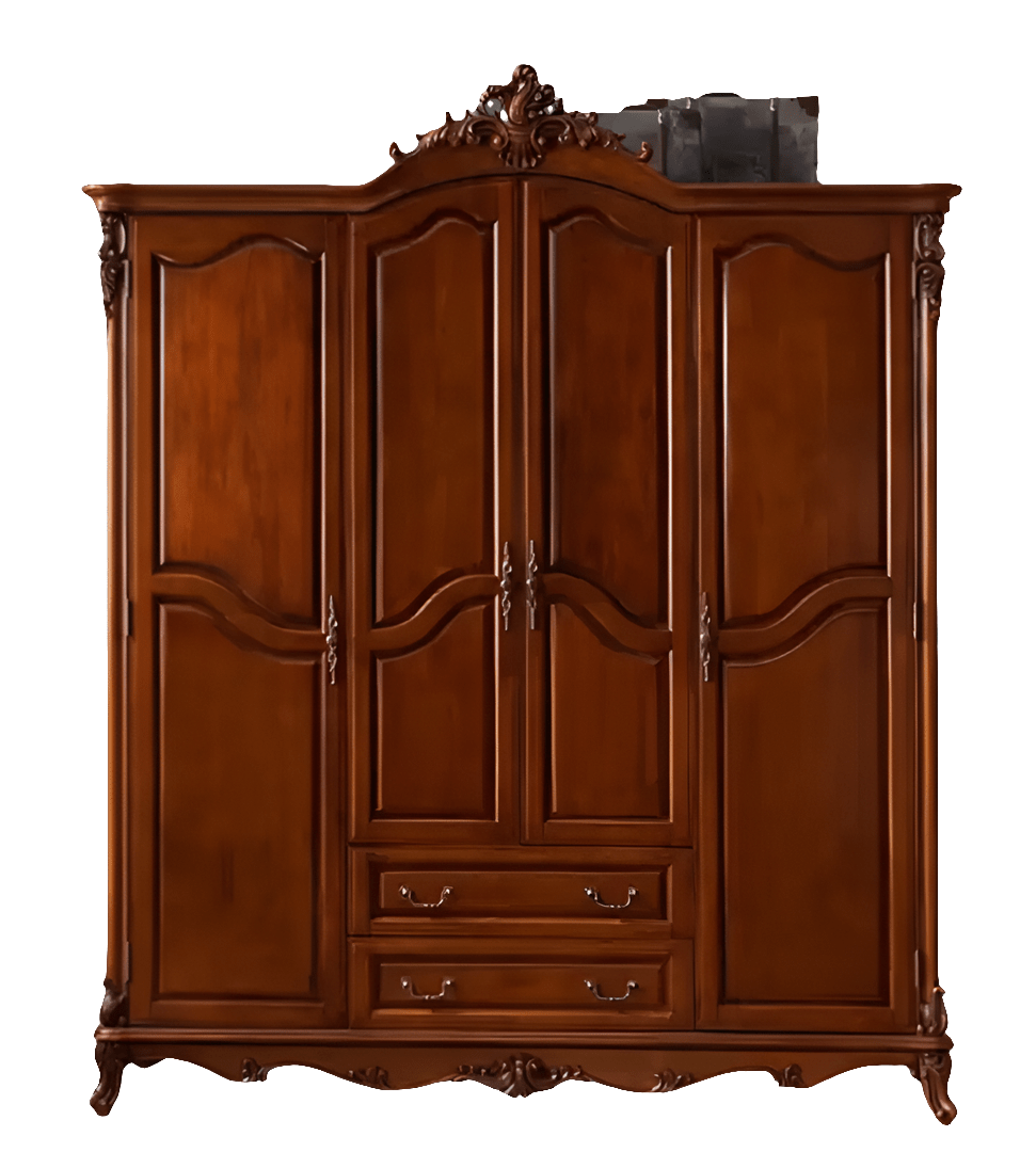 Full sized Wardrobe. Made from solid Birchwood. With detailed hand carved accents. - Solid Wood Furniture Handmade