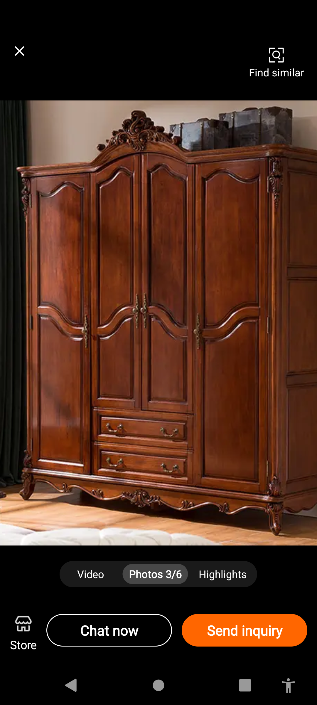 4 door 2 drawer American styled Armoire. Hand carved with 7 coats of Eco-friendly hand layered stain. - Handmade Ornate