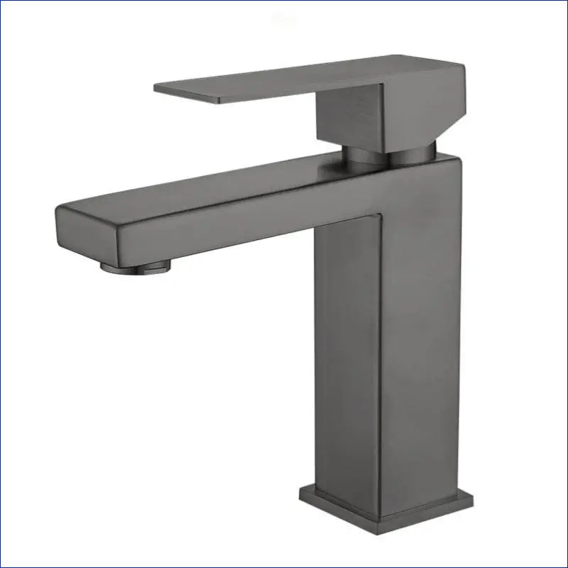 Modern single-handle bathroom faucet in a matte dark gray finish.