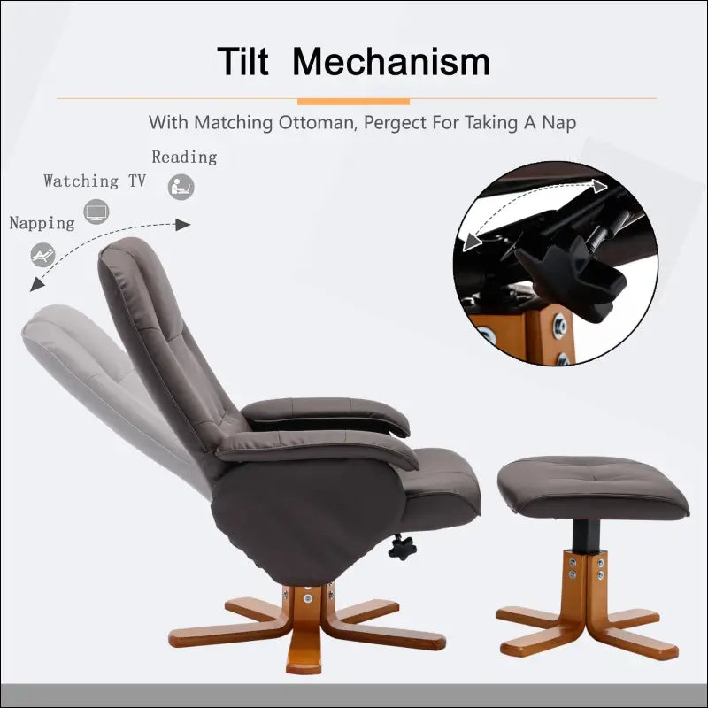 Showing mechanics for reclining chair reclining positions