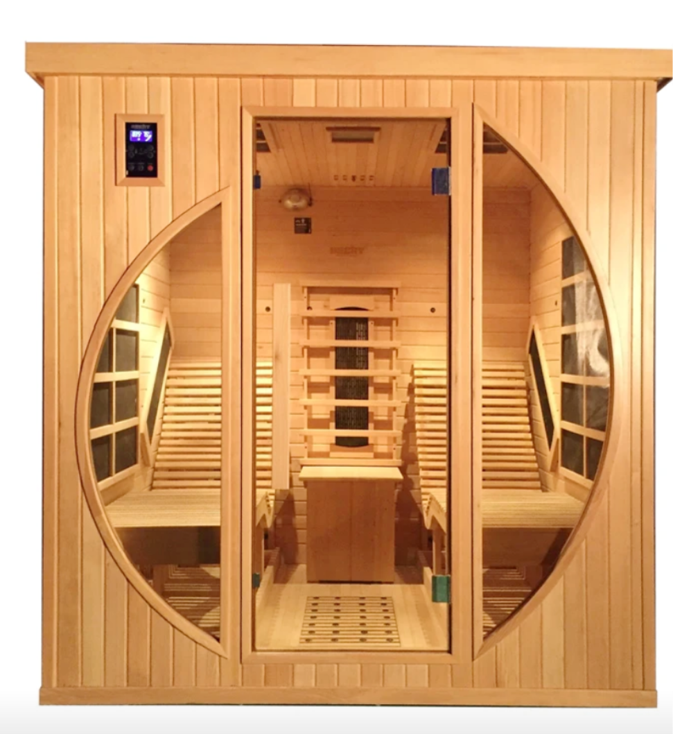 Indoor Infrared sauna with a set of lounge cots for the ultimate comfort.