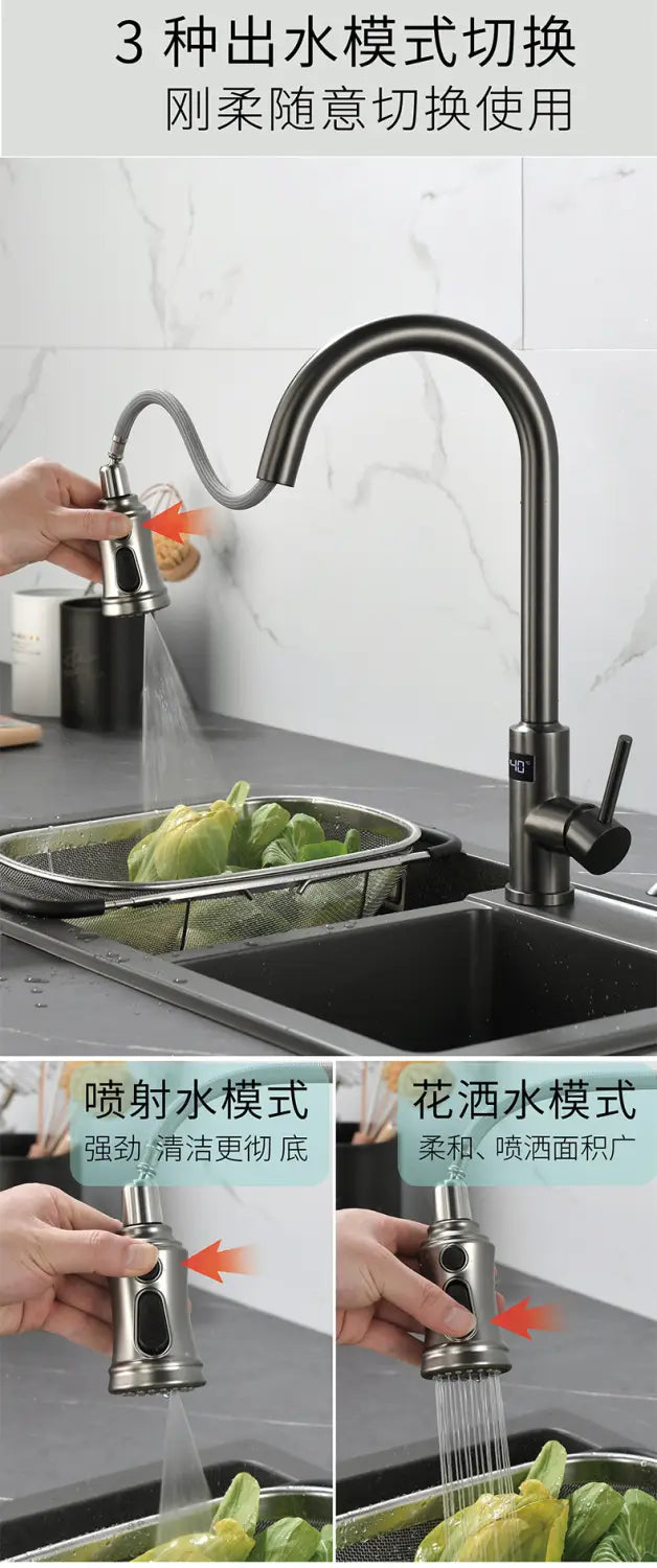 Kitchen faucet with multiple spray modes showcased, featuring Macarthur’s Merch sale price.