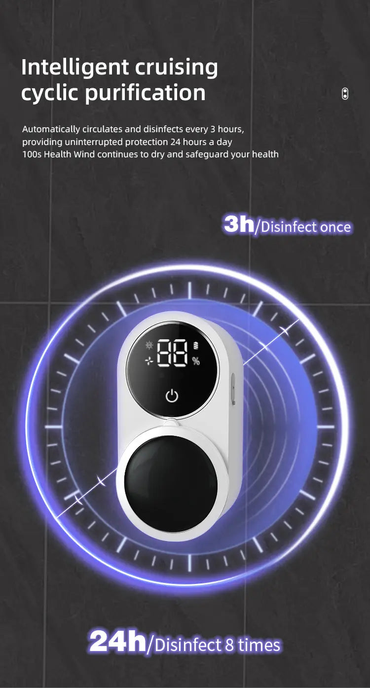 Circular air purifier with digital display and blue light, enhancing white disinfection sterilization sensor.