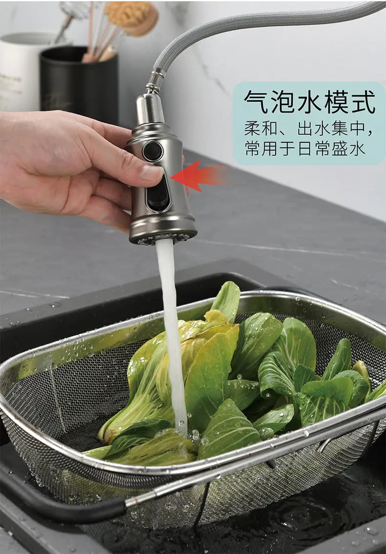 Stainless Steel Smart Touch Kitchen Faucet with adjustable spray nozzle attachment.