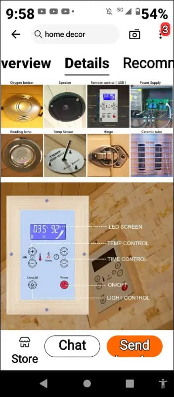 Digital thermostat control panel with a blue-lit display mounted on a wall.