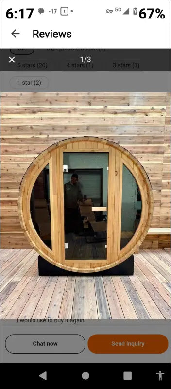 Cs - Outdoor 2 person Barrel Sauna with panoramic window - Handmade Goodwood Furniture - Our Product line