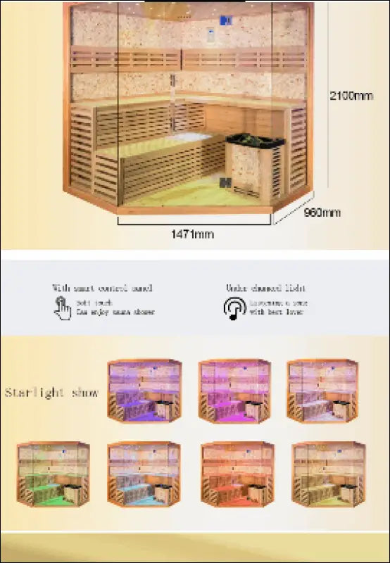 Large sauna multi colored lights-Goodwood-furniture.com