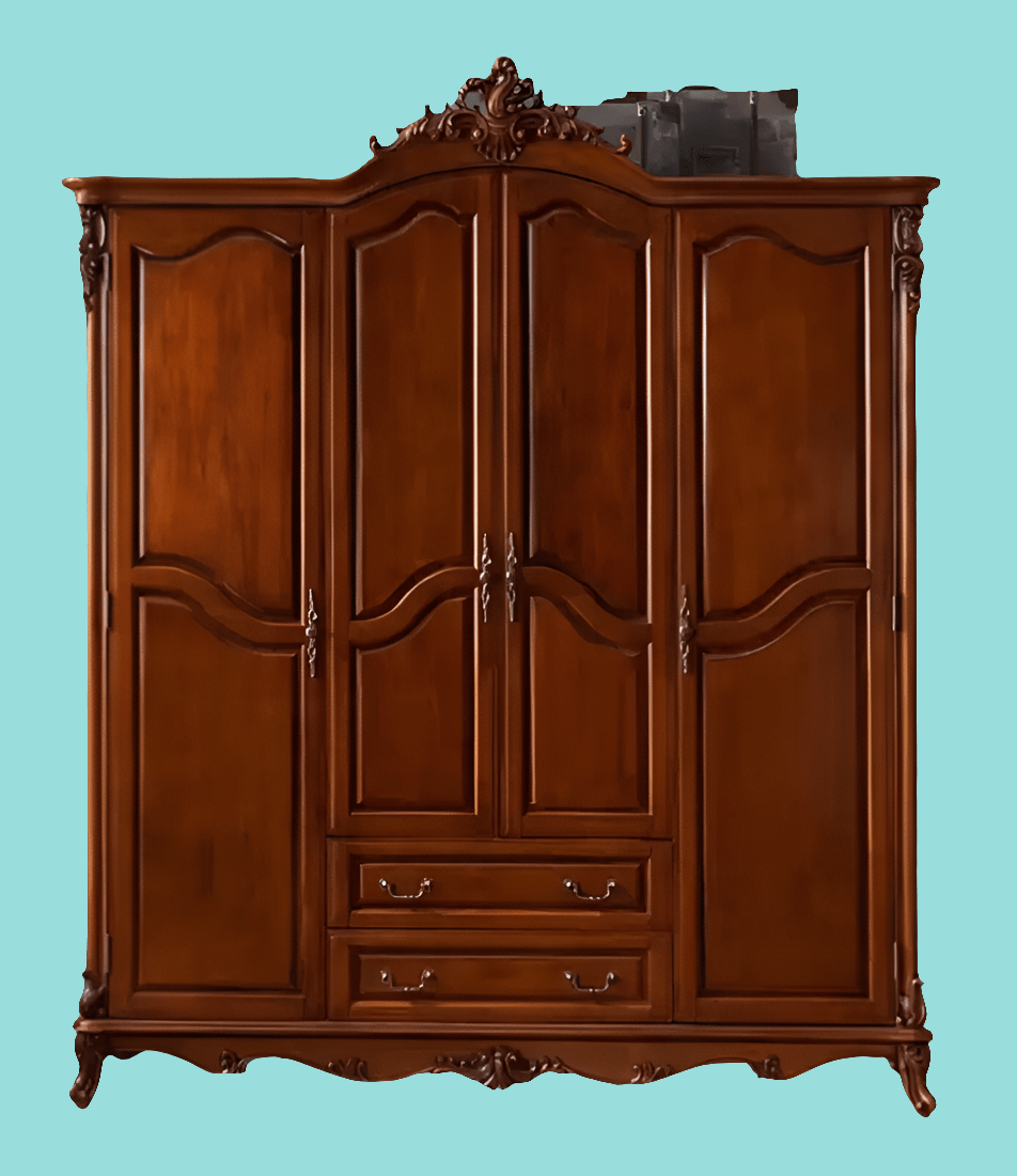 Full sized Wardrobe. Made from solid Birchwood. With detailed hand carved accents. - Solid Wood Furniture Handmade