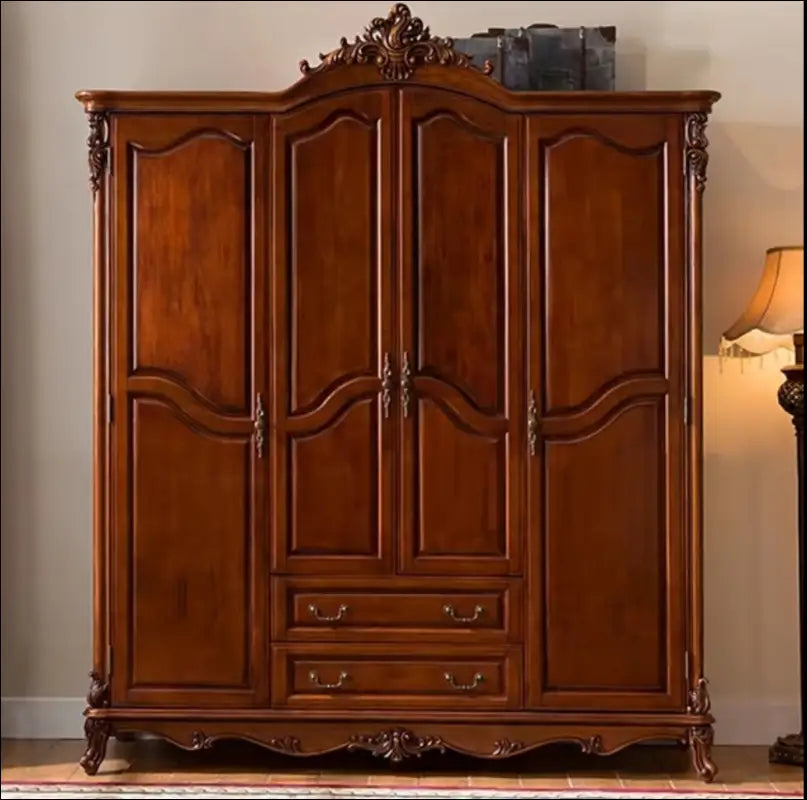 Full sized Wardrobe. Made from solid Birchwood. With detailed hand carved accents. - Solid Wood Furniture