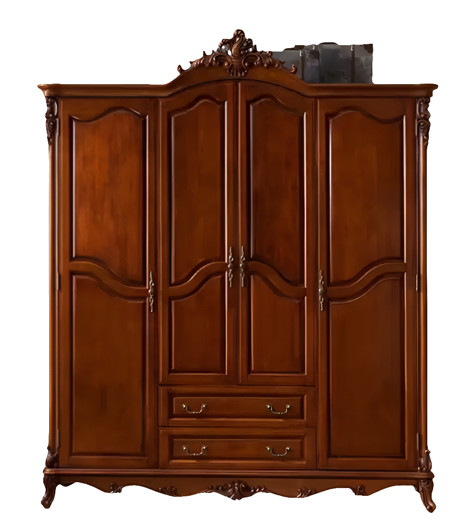 Full sized Wardrobe. Made from solid Birchwood. With detailed hand carved accents. - Solid Wood Furniture Handmade