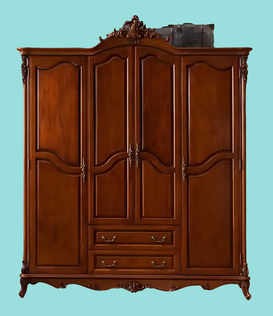 Full sized Wardrobe. Made from solid Birchwood. With detailed hand carved accents. - Solid Wood Furniture Handmade