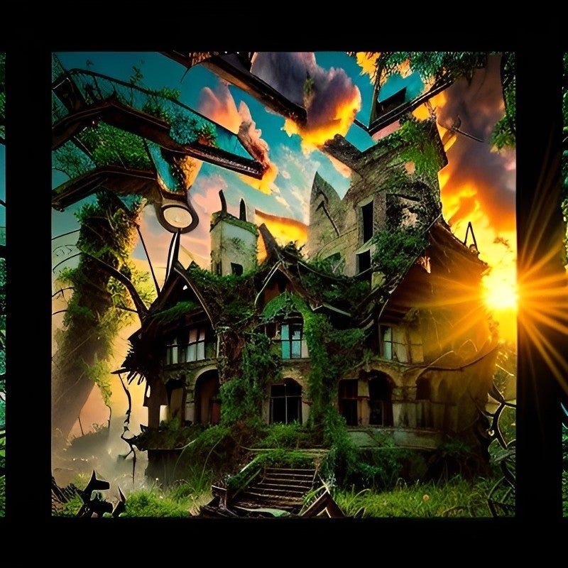 -’Green Eyes In The Woods’. Mix and match for the kids. These Haunted House prints.. All prints are smaller