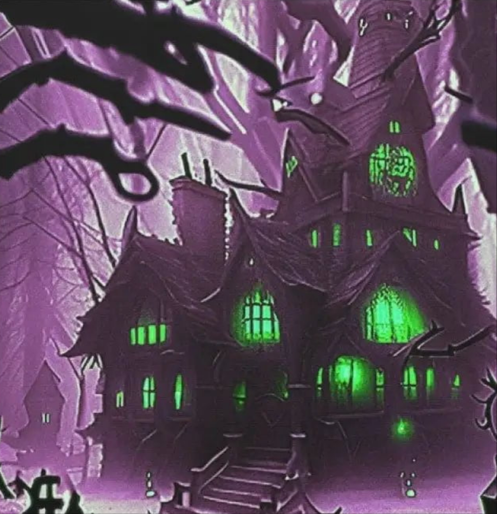 -’Green Eyes In The Woods’. Mix and match for the kids. These Haunted House prints.. All prints are smaller