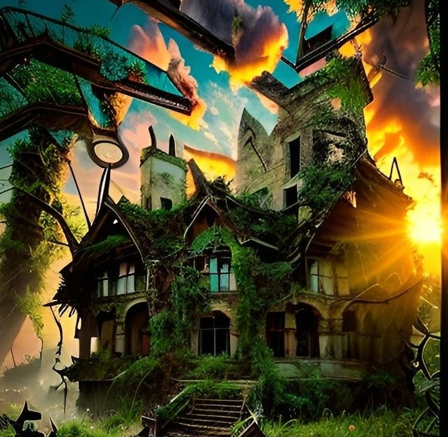 -’Green Eyes In The Woods’. Mix and match for the kids. These Haunted House prints.. All prints are smaller