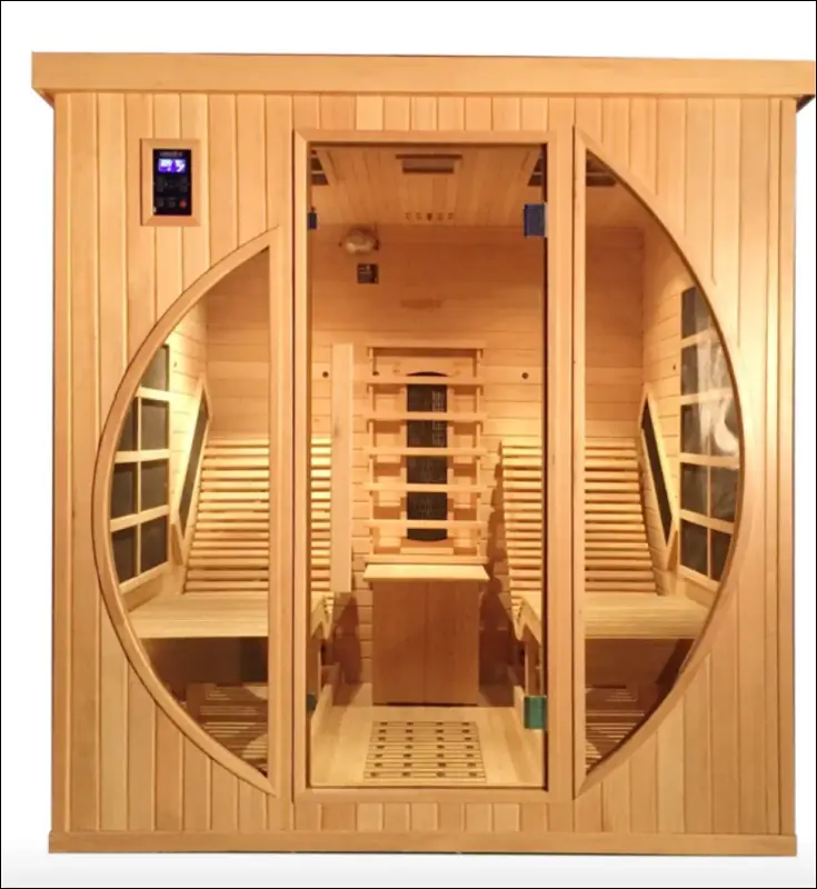 Indoor Infrared sauna with a set of lounge cots for the ultimate comfort. - Handmade Goodwood Furniture Tan colored