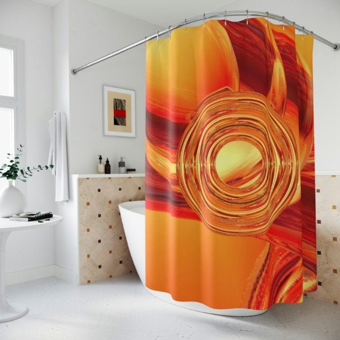 Orange Burst Shower Curtain - Handmade Goodwood Goodwood-furniture’s Bathroom Collection for Stylish bath decor