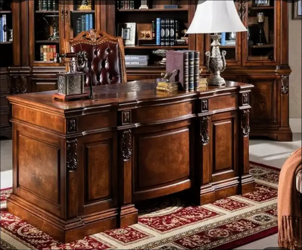 Solid office Desk with sturdy leather chair. - Handmade Goodwood Furniture Office and Den Collection6