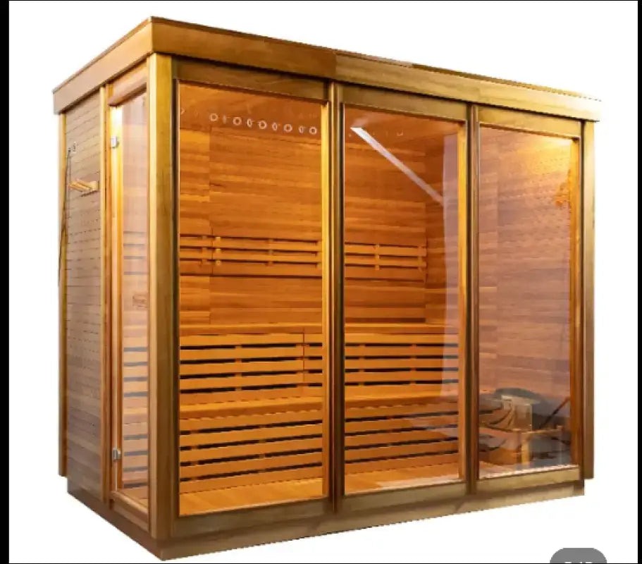 Traditional indoor Steam Sauna. Holds up to 4 people. Tilted view
  Goodwood Furniture Infrared and Indoor Saunas