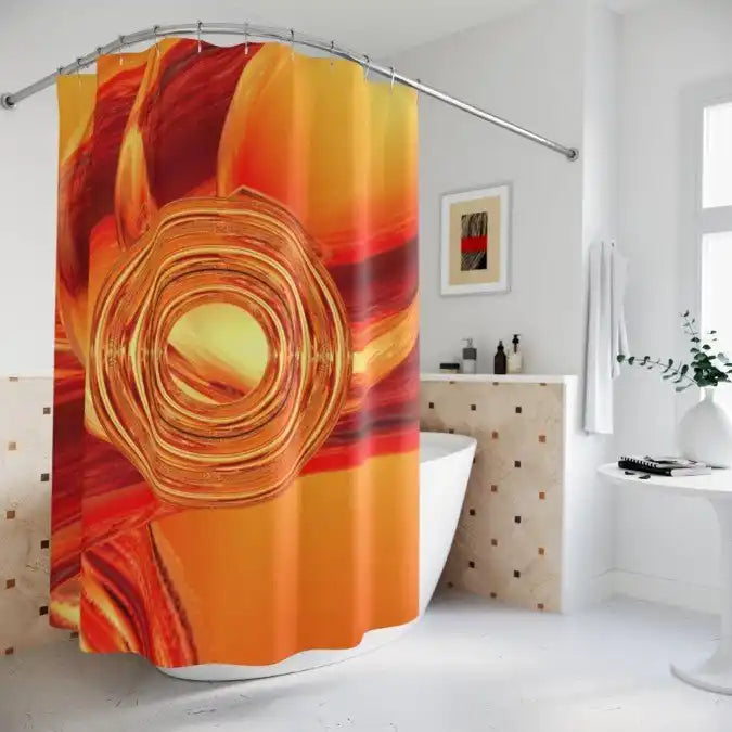 Orange Burst Shower Curtain - Handmade Goodwood Goodwood-furniture’s Bathroom Collection for Stylish bath decor