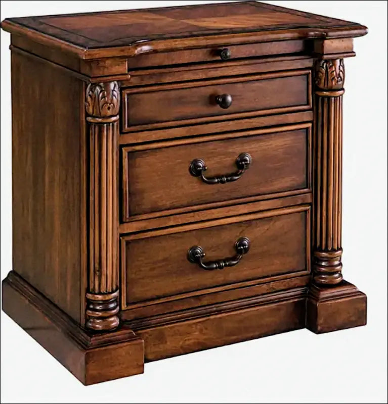 Wood Nightstand. Solid Construction with Hand Carved Details - Furniture Handmade Goodwood Our Product line